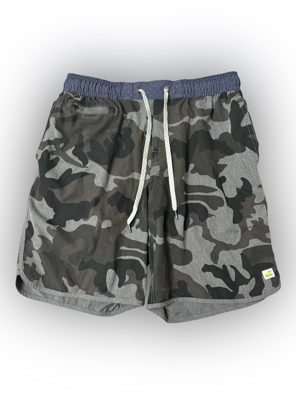 Men's Gray Camo Vuori Shorts with Elastic Waistband size Medium